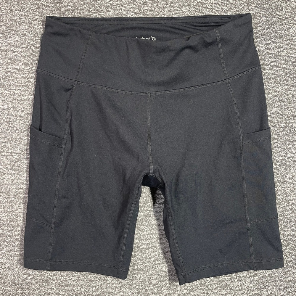 Baleaf Biker Shorts Womens Black High Waisted with Pockets Size L Athletic Yoga